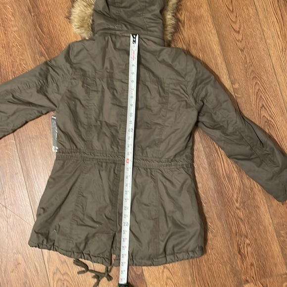 Womens ROYALTY FOR ME Military Green Jacket Faux Fur Womens sz Petite Large NWT - Picture 15 of 16